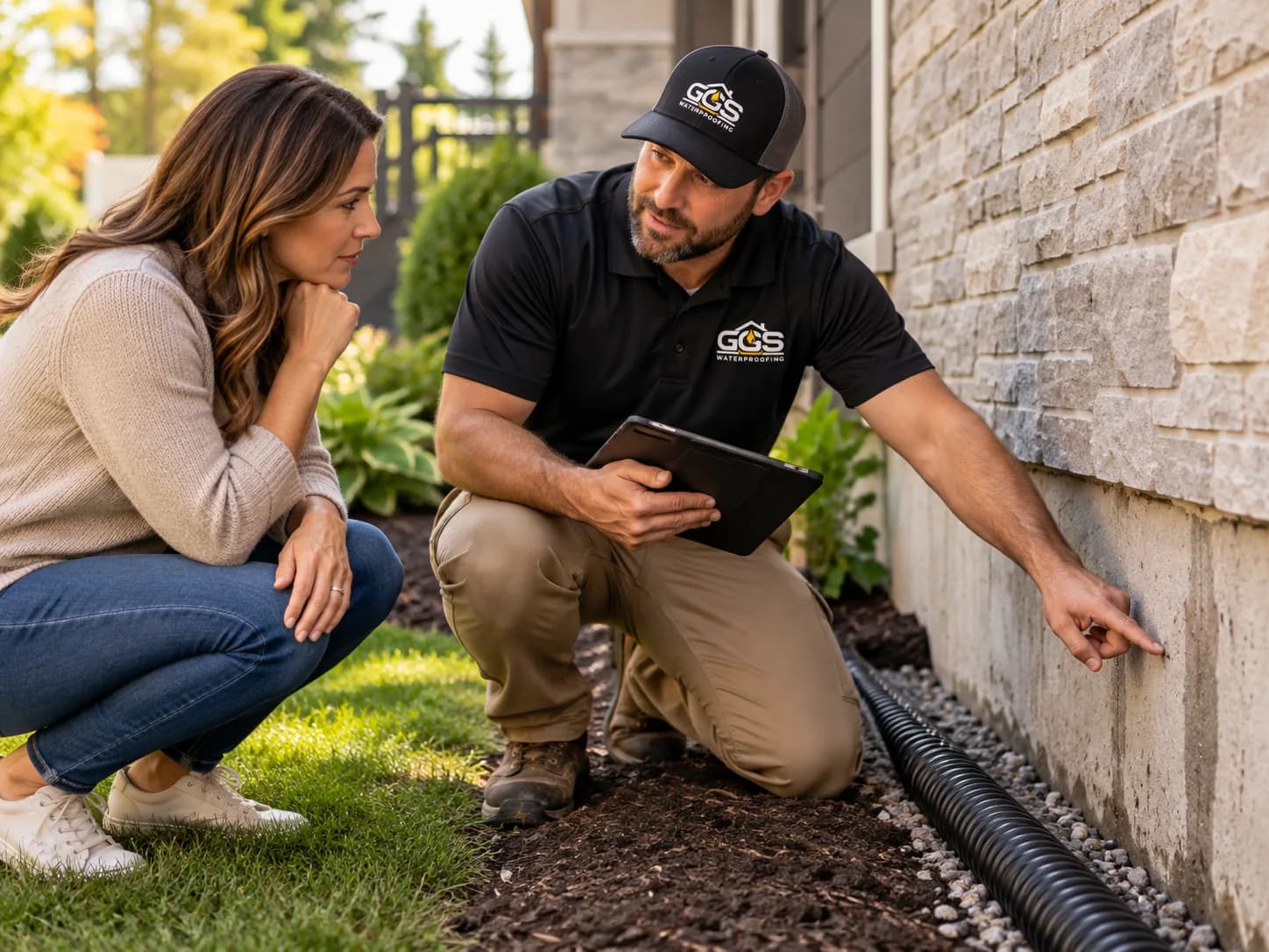 Ground Guard inspecting a residential foundation during an evaluation