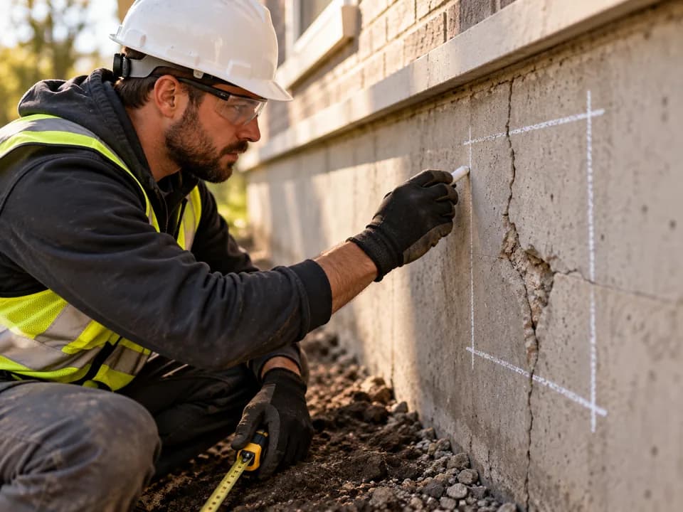 Define repair boundary during foundation crack repair work
