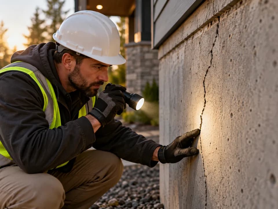 Review crack during foundation crack repair work