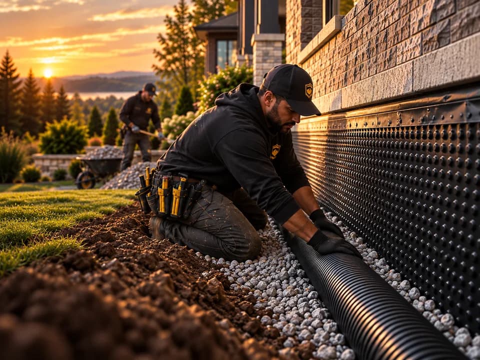 Install waterproofing / drainage during a Ground Guard waterproofing project